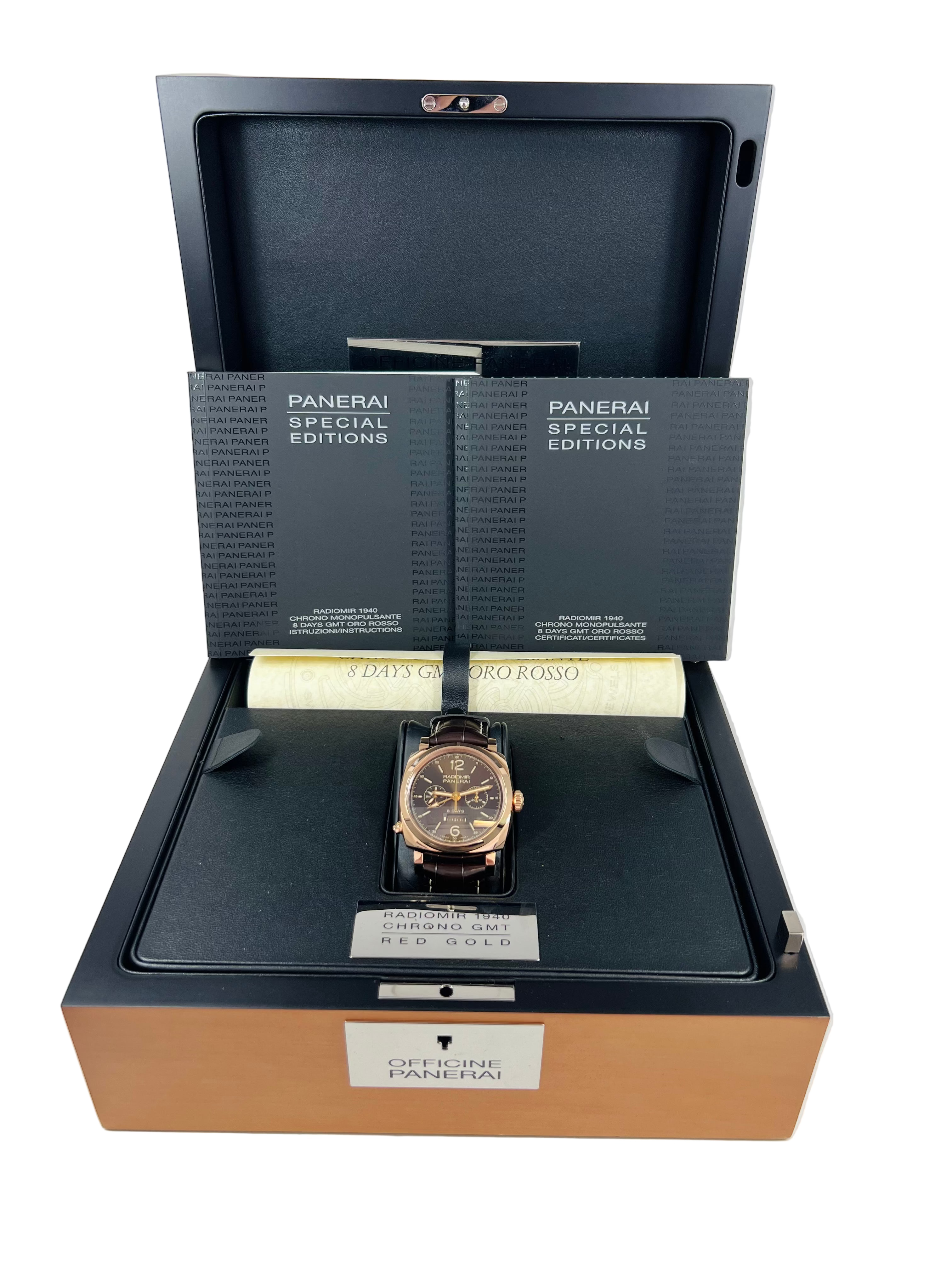 Panerai Radiomir 1940 Chrono Monopulsante 8 Days GMT Oro Rosso 18K Rose Gold Men's Watch