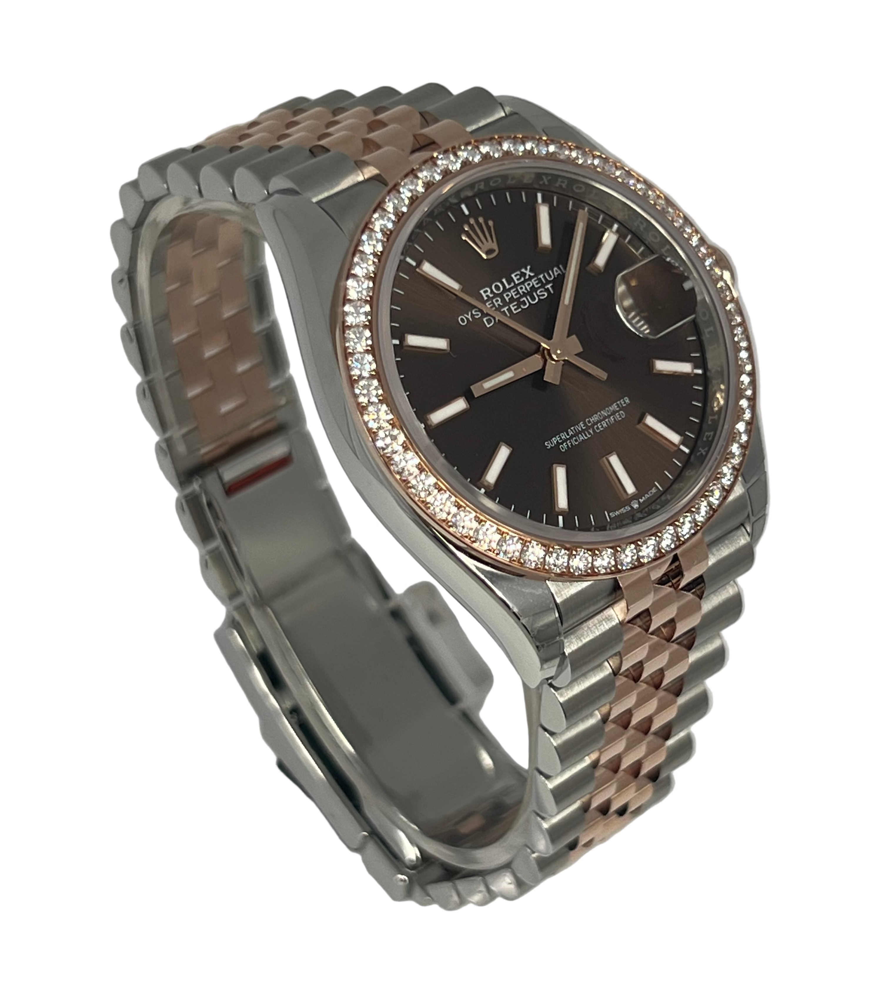 Rolex Datejust Stainless Steel & 18K Rose Gold & Diamonds Lady's Watch