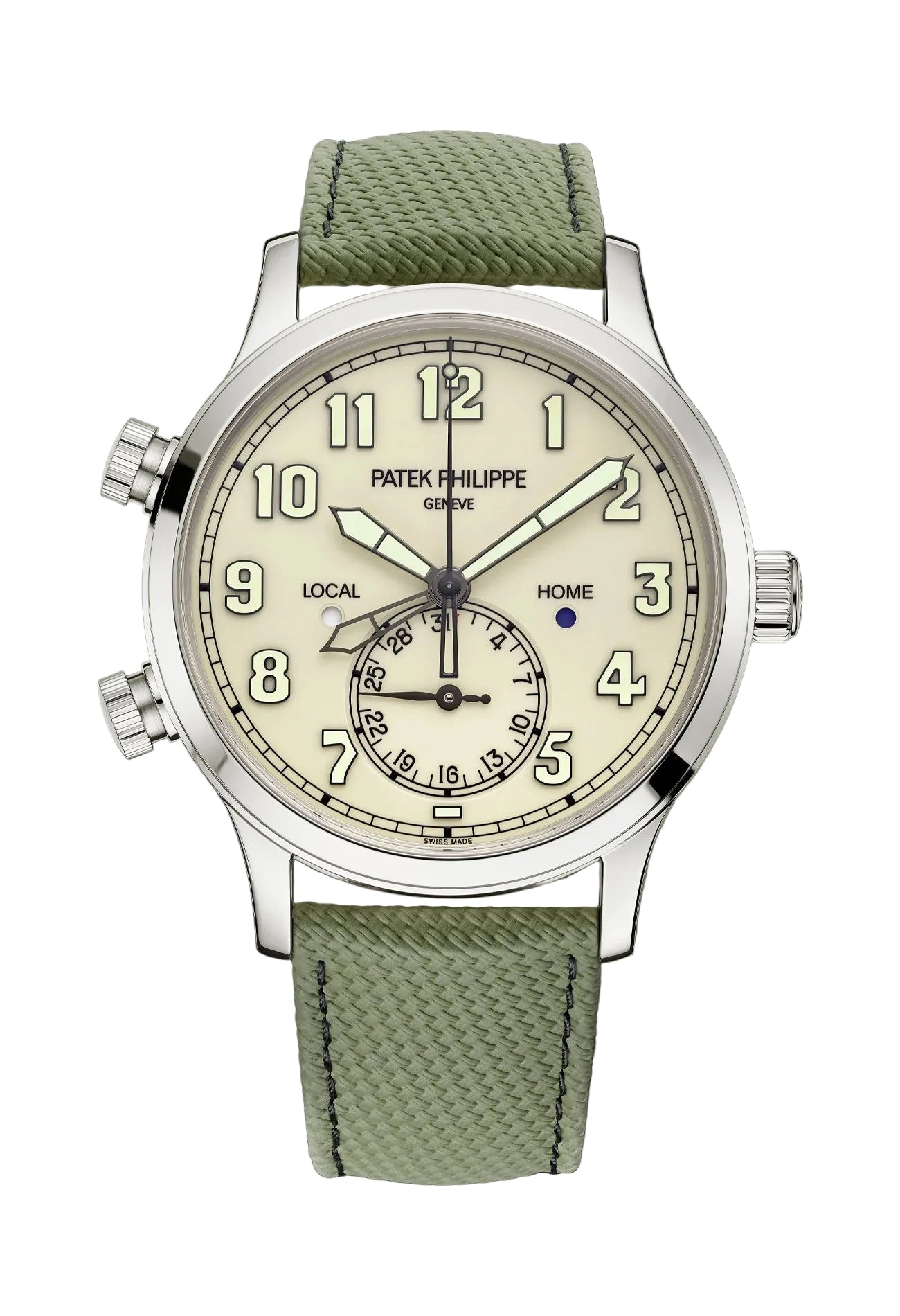 Patek Philippe Calatrava Pilot Travel Time 18K White Gold Men's Watch