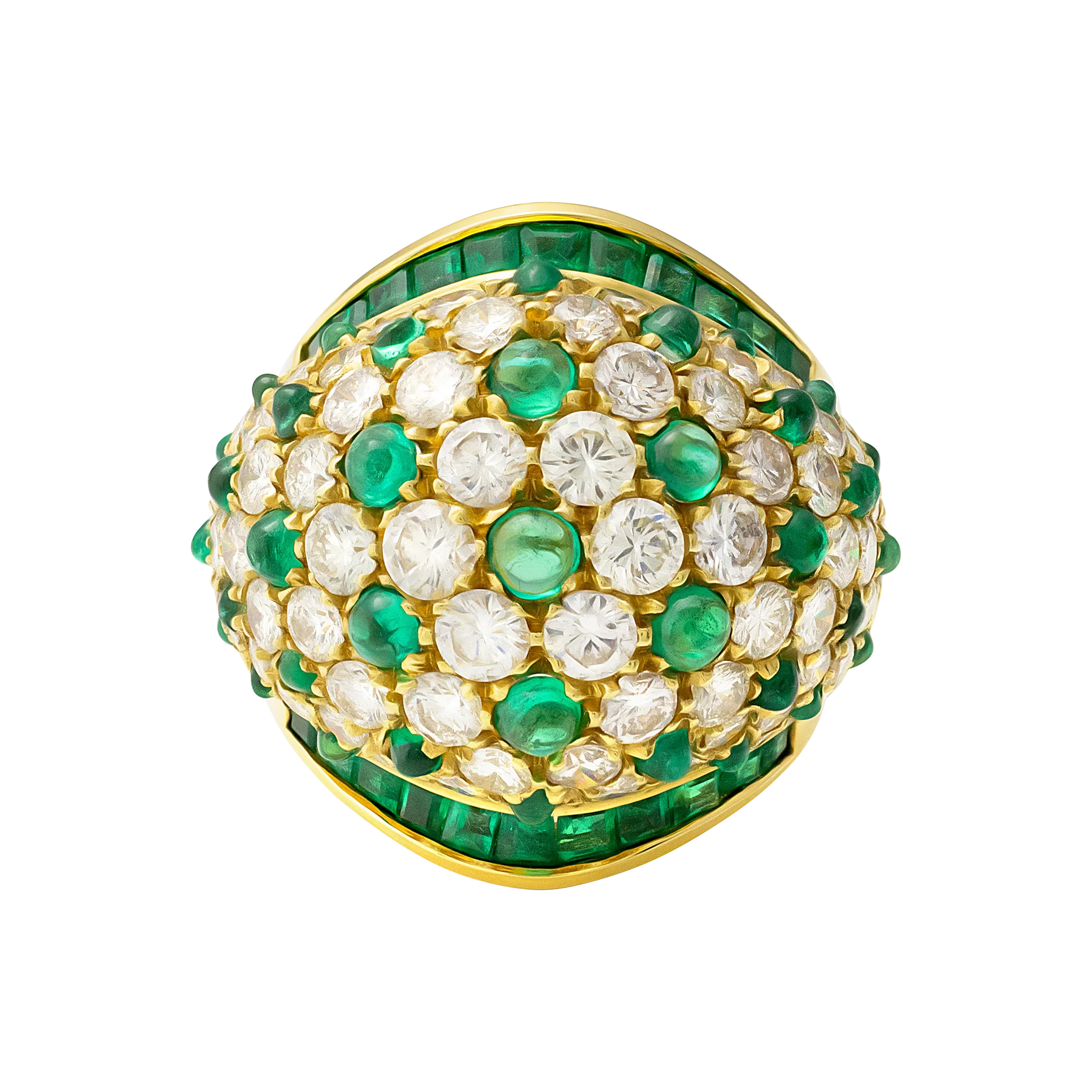 Stefan Hafner 18K Yellow Gold Diamond & Emerald Lady's Ring