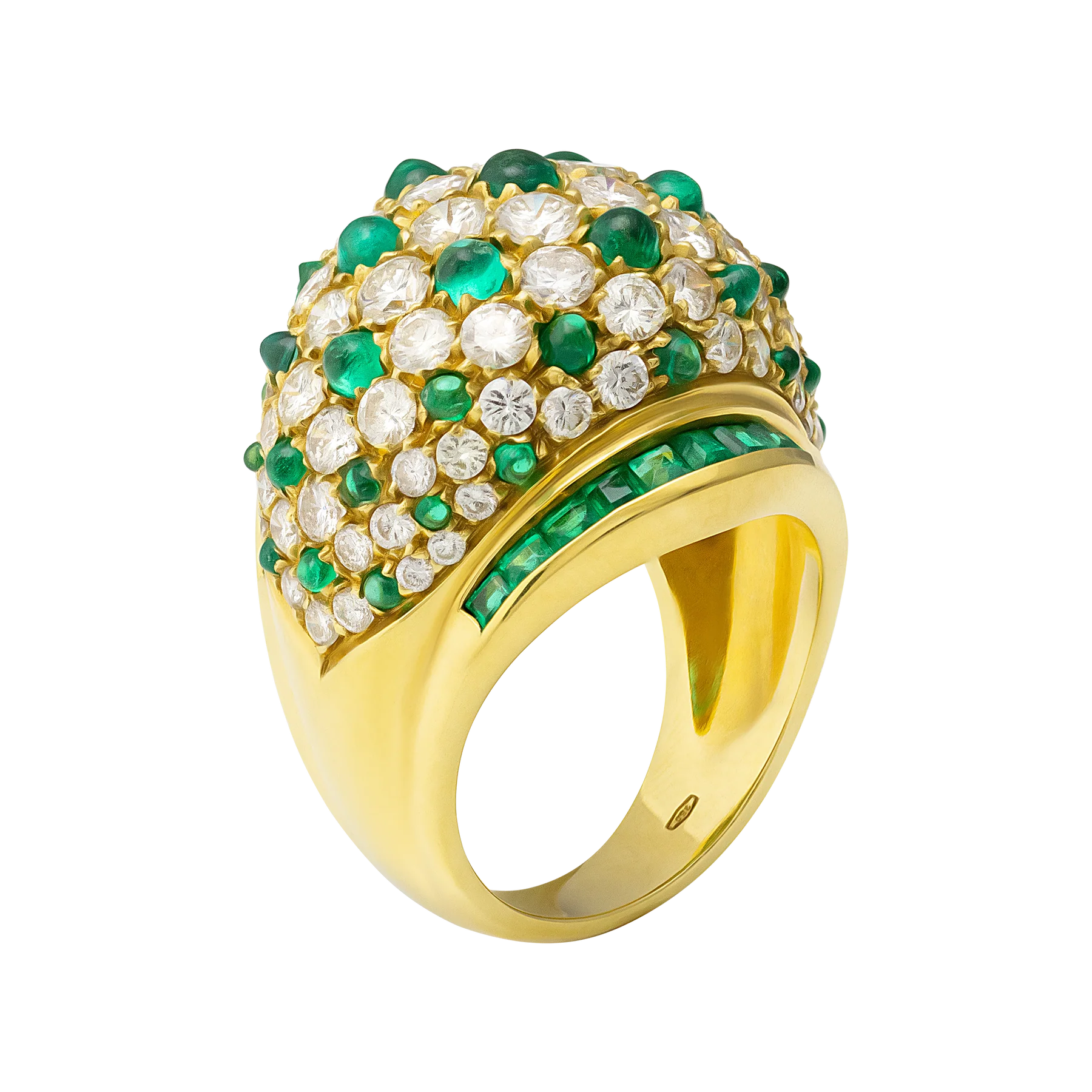 Stefan Hafner 18K Yellow Gold Diamond & Emerald Lady's Ring