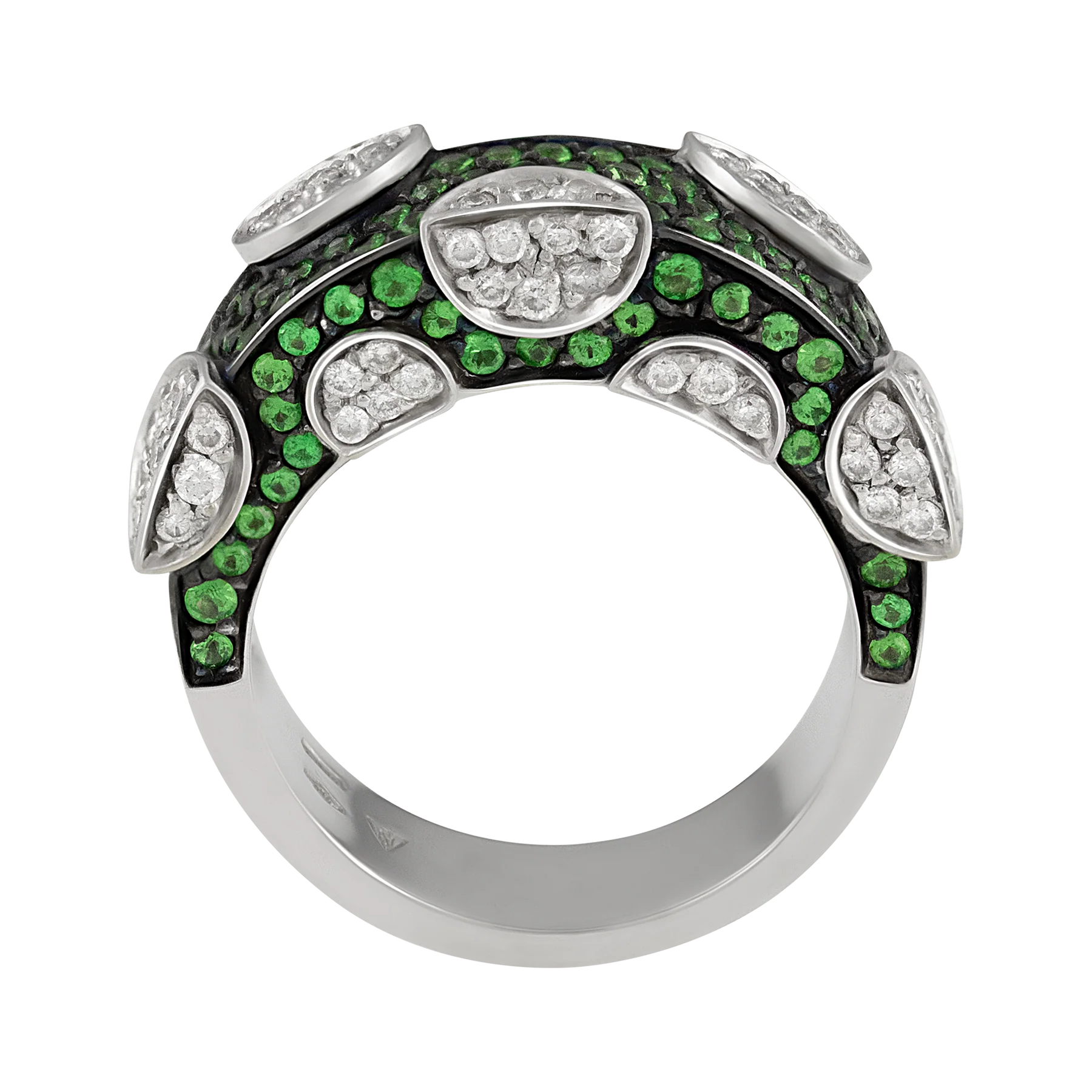 Stefan Hafner 18K White Gold Diamond & Tsavorite Lady's Ring