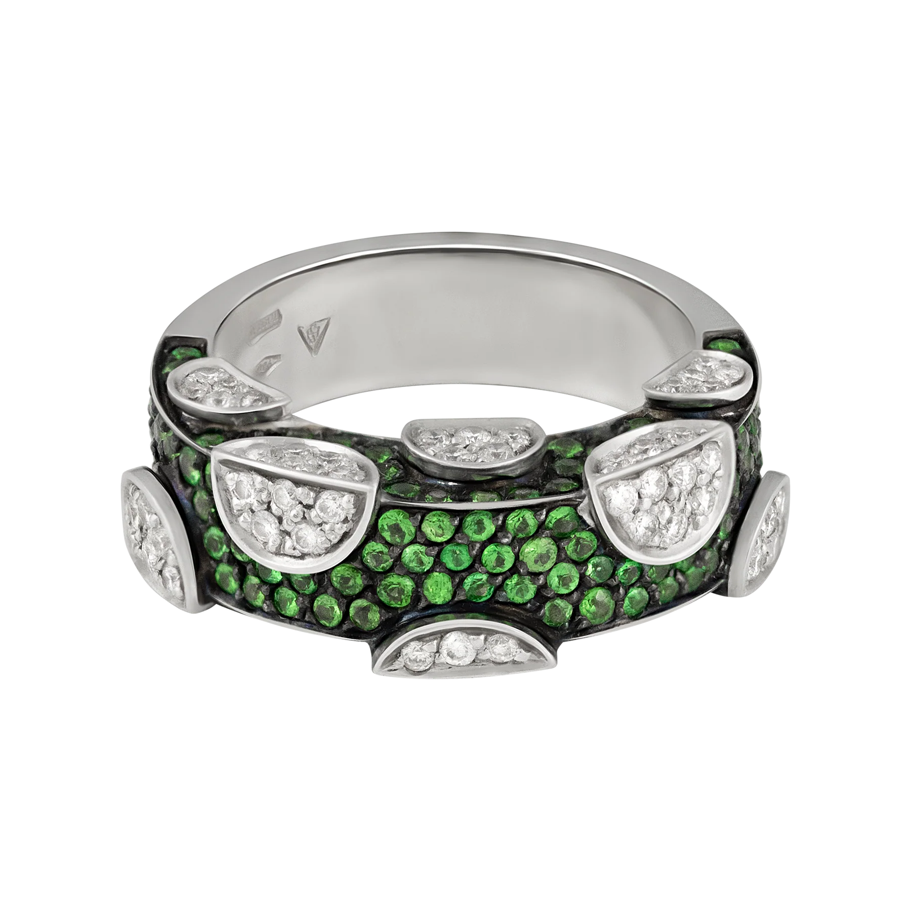 Stefan Hafner 18K White Gold Diamond & Tsavorite Lady's Ring