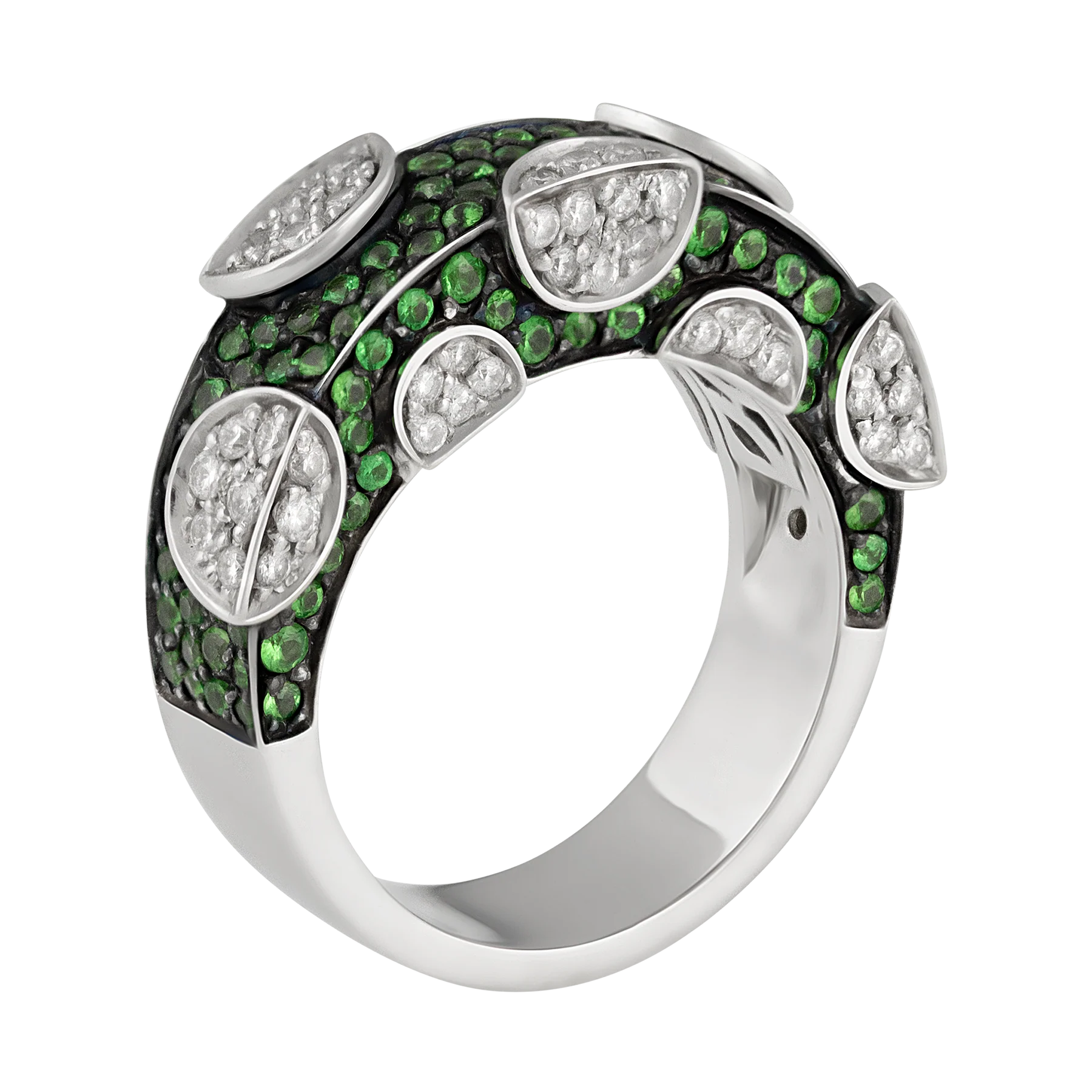 Stefan Hafner 18K White Gold Diamond & Tsavorite Lady's Ring
