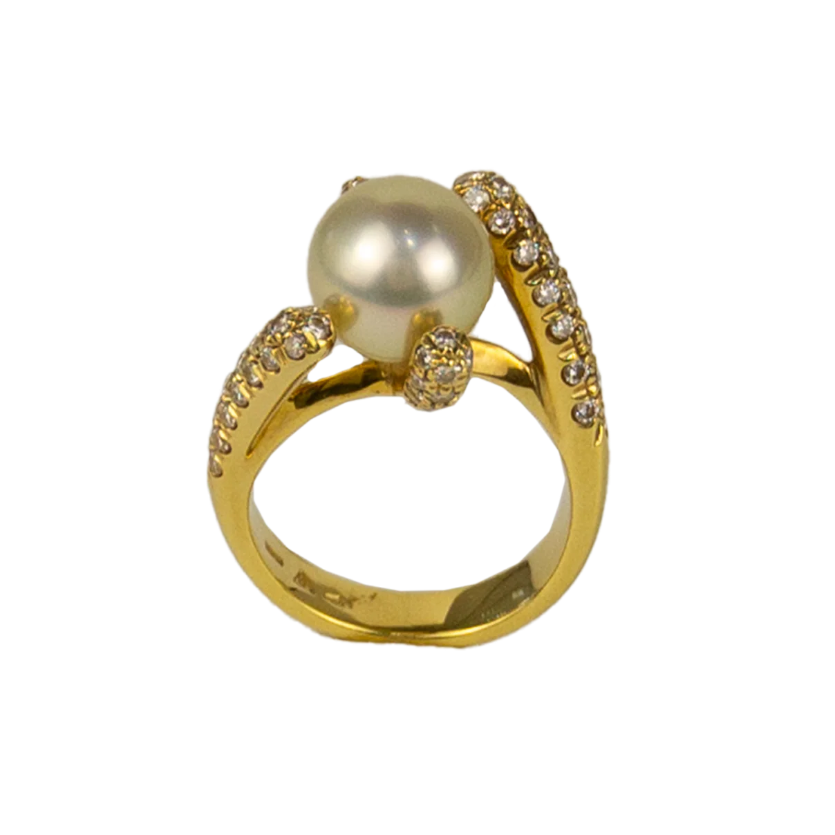 Stefan Hafner 18K Yellow Gold Diamond & Pearl Lady's Ring