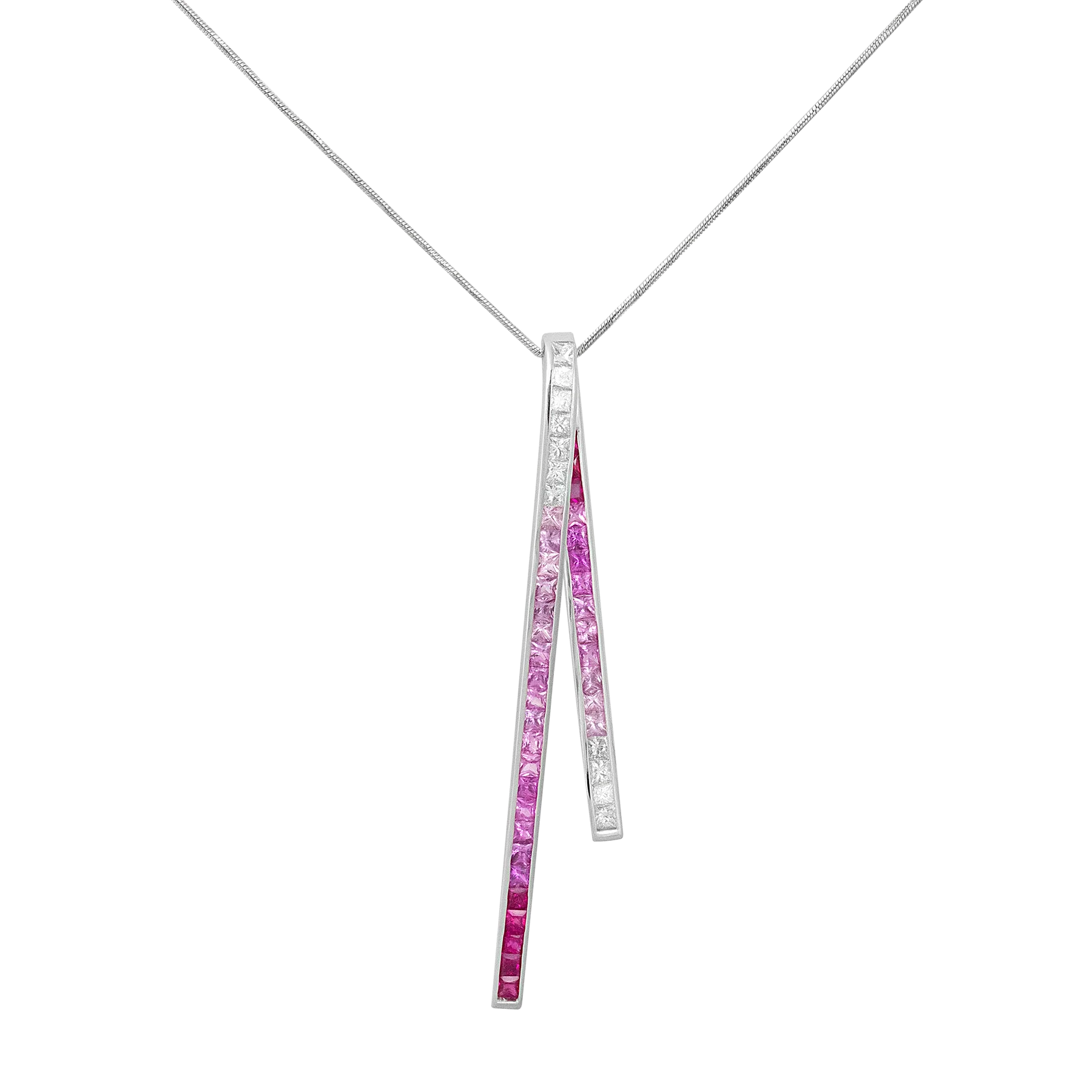 Stefan Hafner 18K White Gold Diamond & Sapphire Pendant Necklace