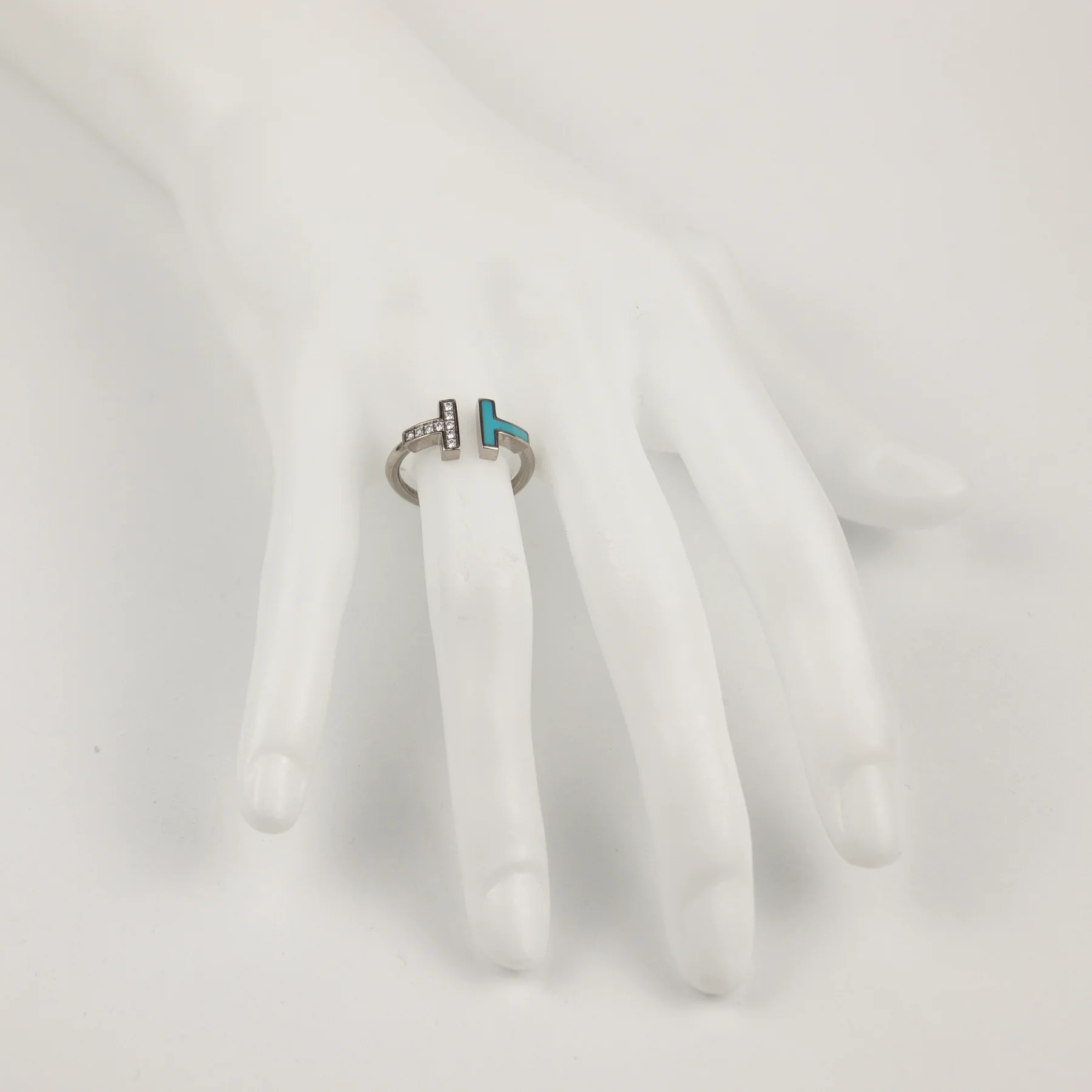 Tiffany & Co. 18K White Gold Turqoise & Diamond T-Wire Tiffany & Co. 18K White Gold Turqoise & Diamond T-Wire