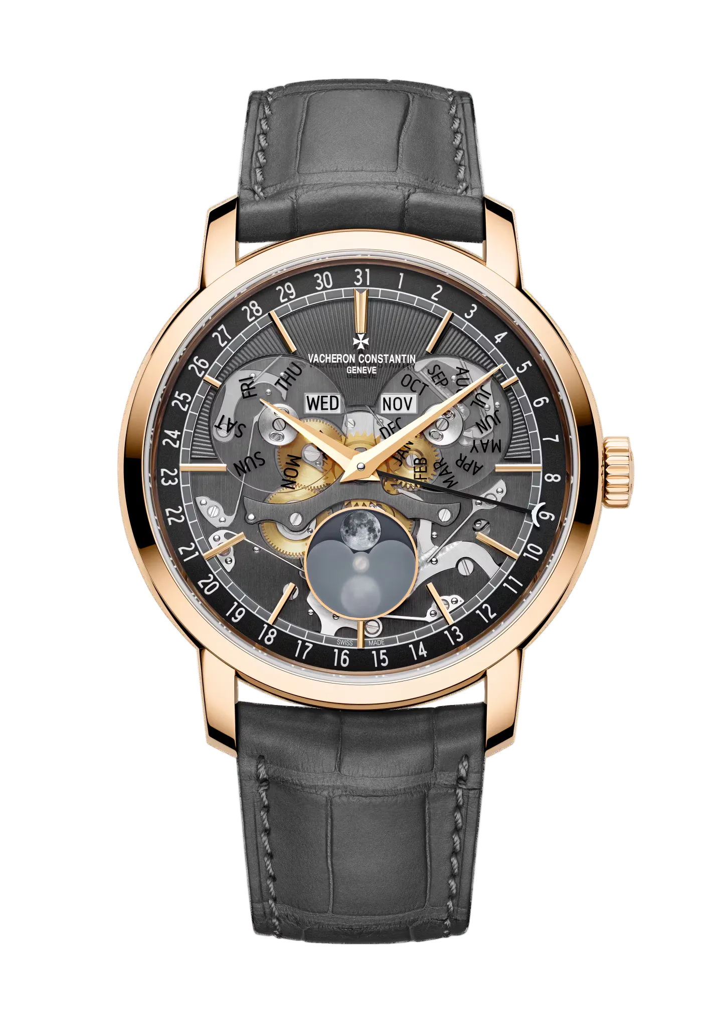 Vacheron Constantin Traditionnelle Complete Calendar Openface 18K Rose Gold Men’s Watch