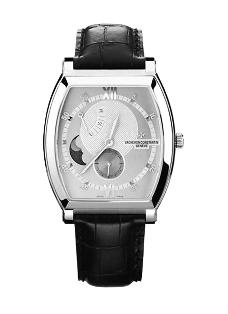 Vacheron Constantin Malte Tonneau Moon Phase Power Reserve 18K White Gold Men's Watch