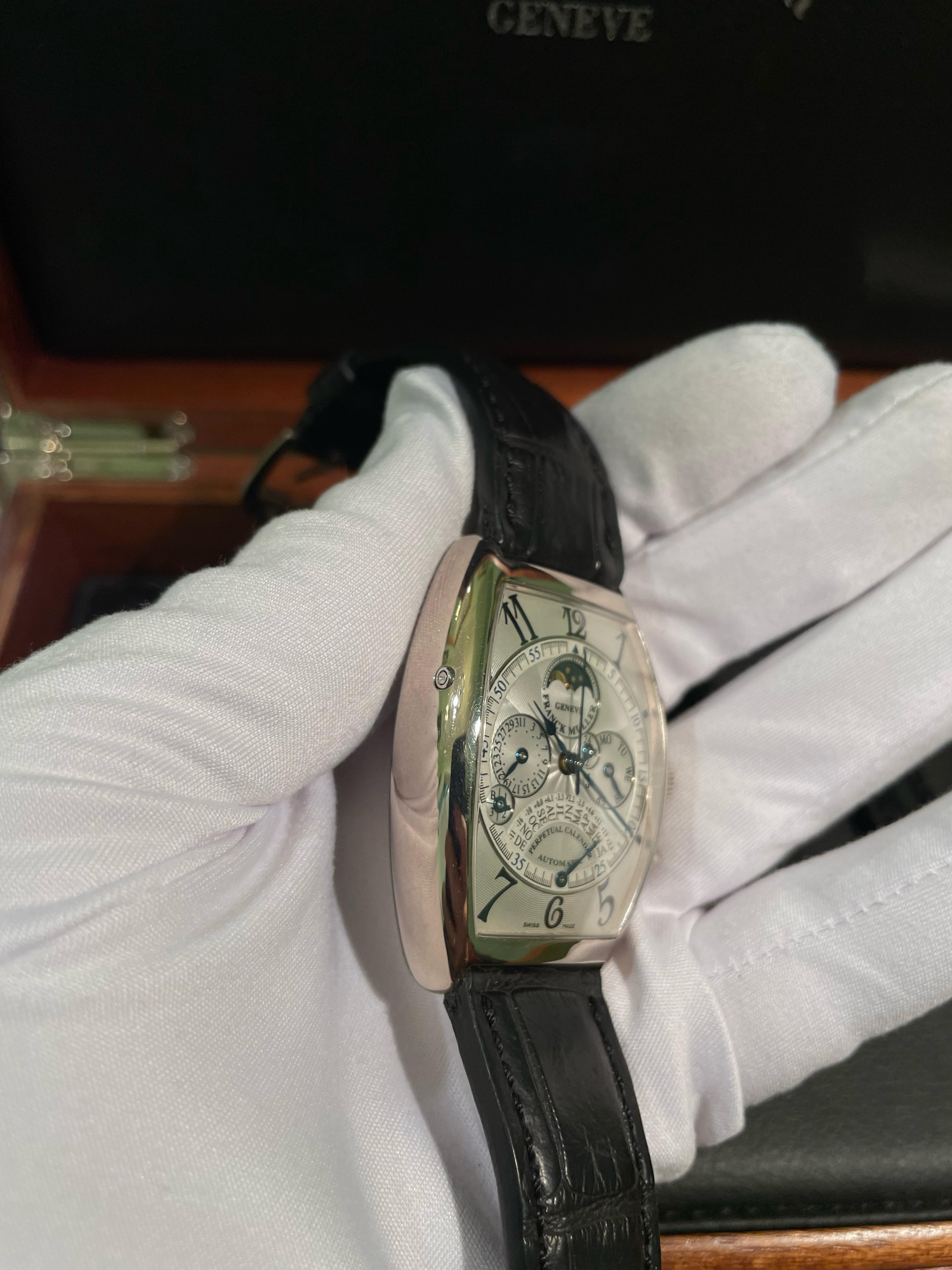 Franck Muller Cintree Curvex Perpetual Calendar 18K White Gold Men's Watch