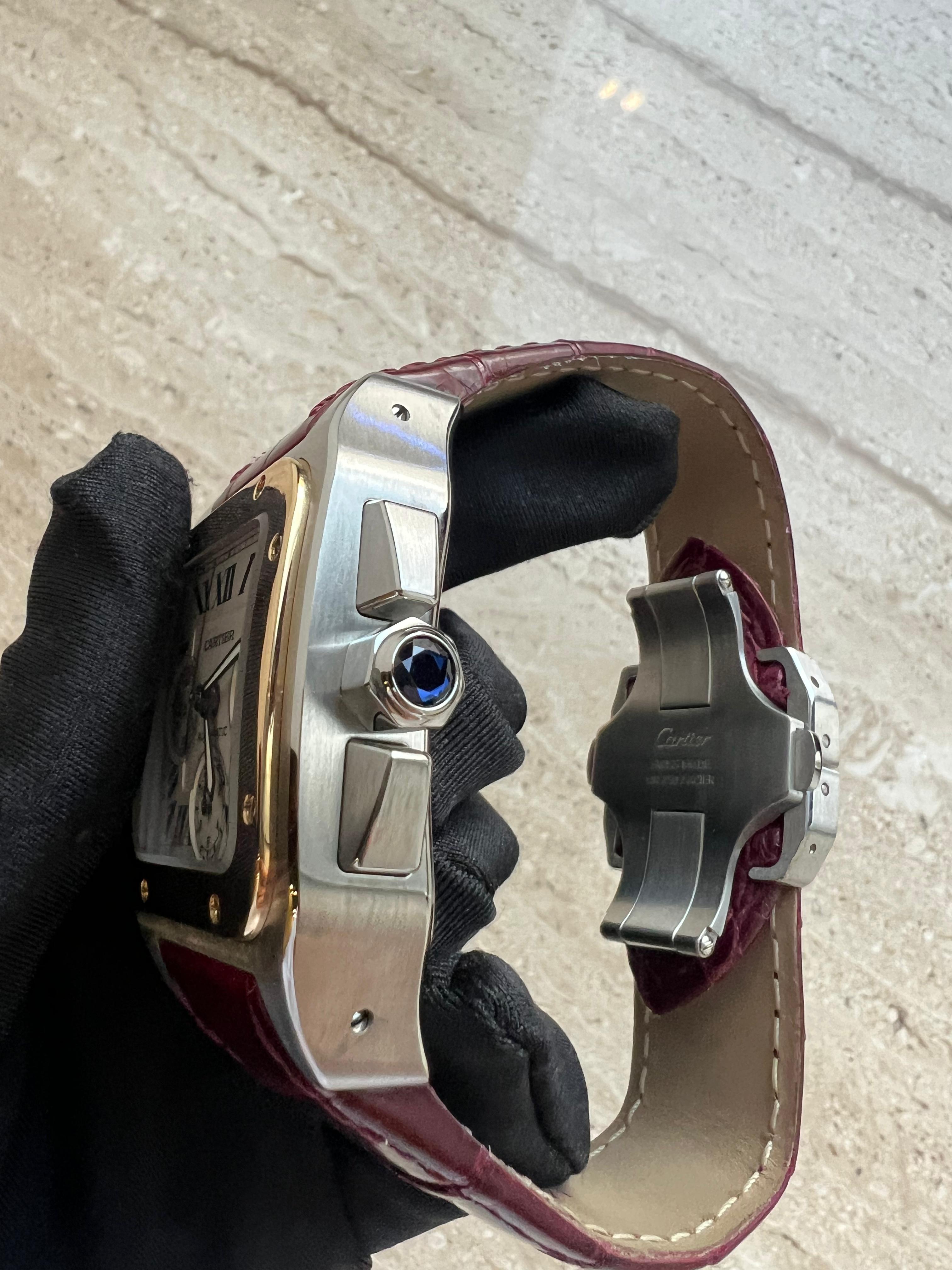 Cartier Santos Chronograph Stainless Steel & 18K Yellow Gold Men's Watch