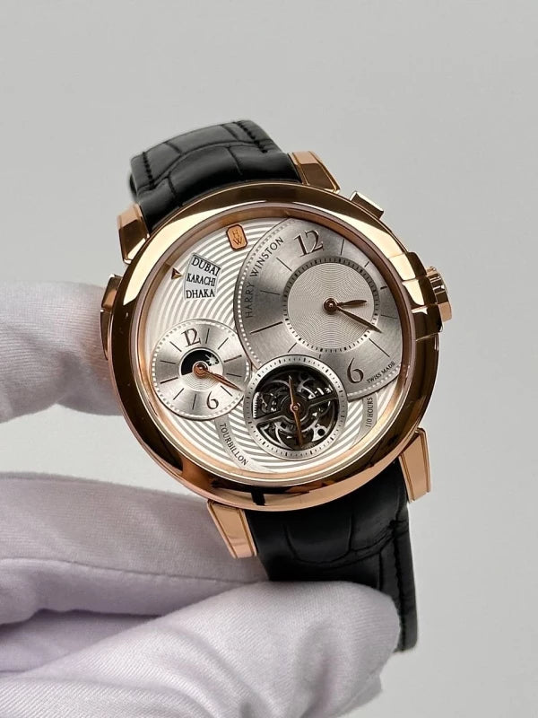 Harry Winston Midnight GMT Tourbillon 18K Rose Gold Men's Watch
