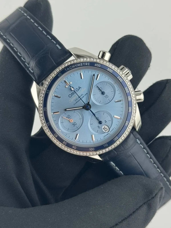 Omega Speedmaster 38 Co-Axial Chronograph Stainless Steel & Diamonds Lady's Watch