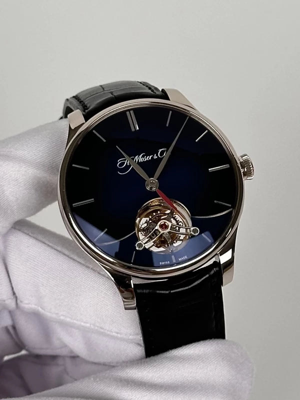 H.Moser & Cie Dual Time Venturer Tourbillon 18K White Gold Men's Watch