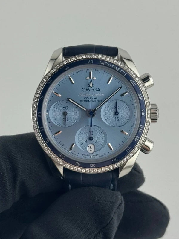 Omega Speedmaster 38 Co-Axial Chronograph Stainless Steel & Diamonds Lady's Watch