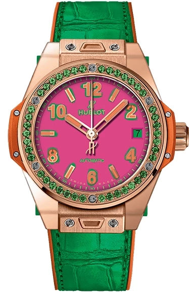 Hublot Big Bang Pop Art King Gold Apple 18K Rose Gold & Tsavorites Lady's Watch