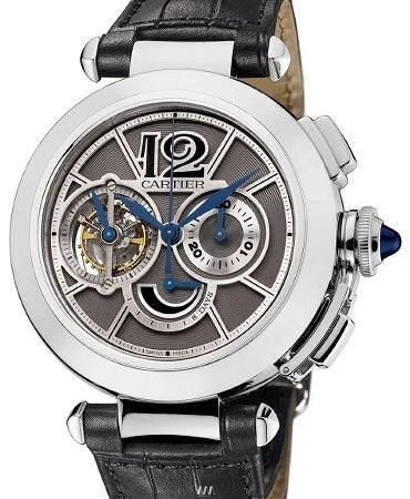 Cartier Pasha Flying Tourbillon Skeleton Chronograph 18K White Men's Watch