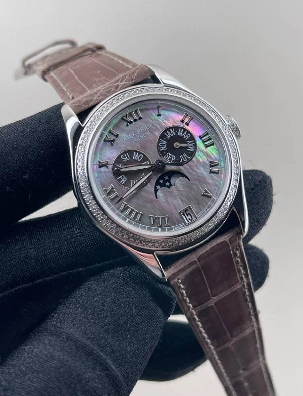 Patek Philippe Complications Annual Calendar 18K White Gold & Diamonds Lady's Watch