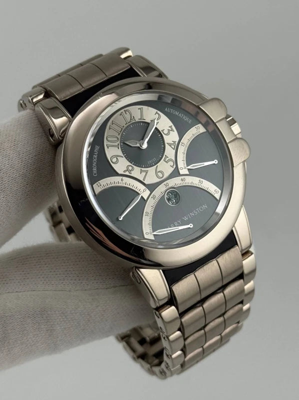 Harry Winston Ocean Triple Retrograde Chronograph 18K White Gold Men's Watch