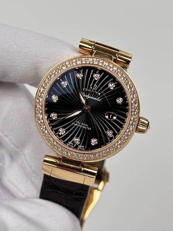 Omega De Ville Ladymatic 18K Rose Gold & Diamonds Lady's Watch