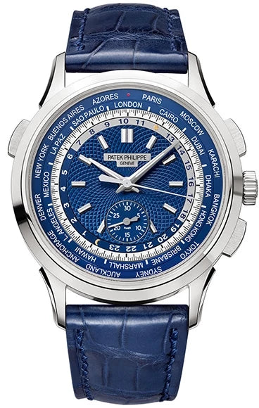 Patek Philippe World Time Chronograph 18K White Gold Men's Watch