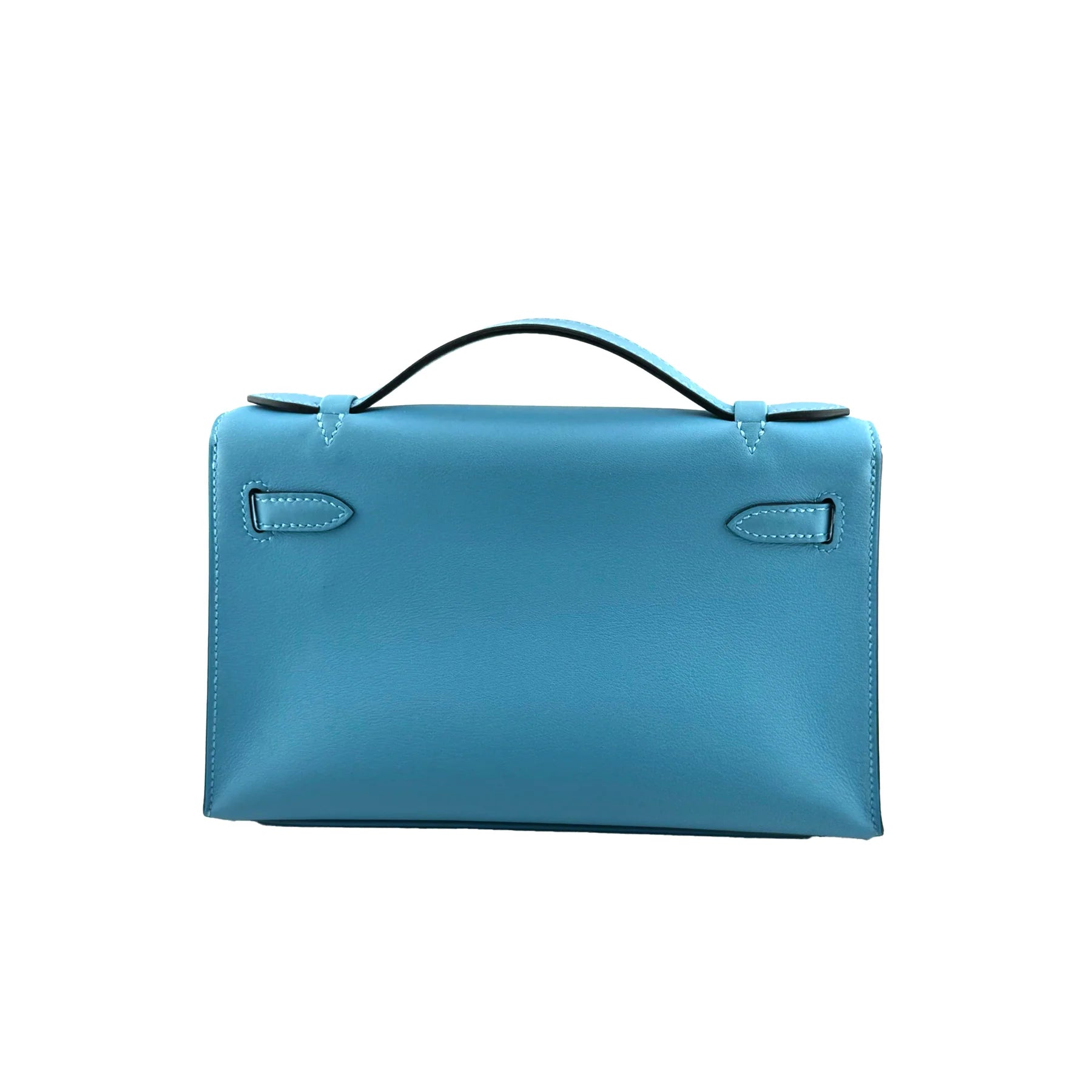 Hermes Kelly Pochette Celeste Swift with Gold Hardware Bag