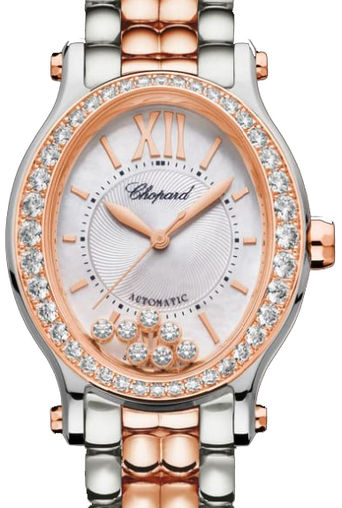 Chopard Happy Sport Oval Stainless Steel and 18K Rose Gold& Diamonds Ladies Watch