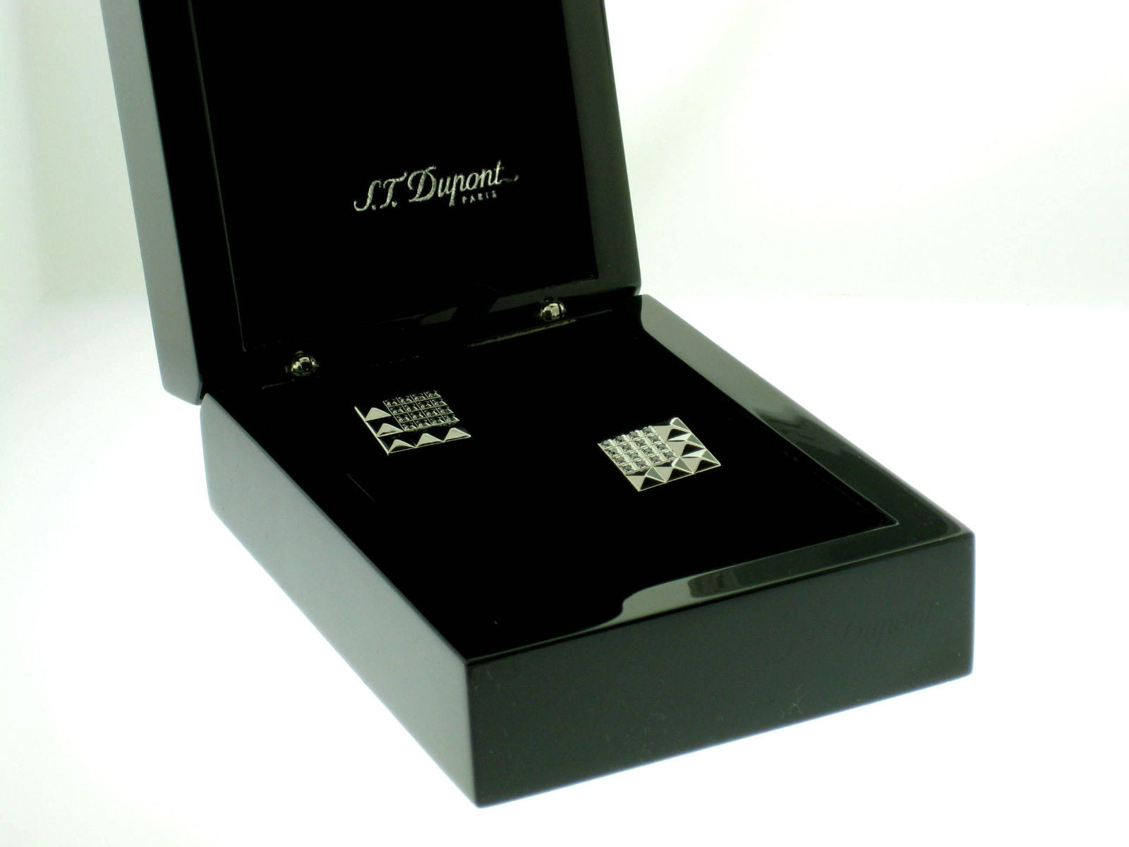 S.T.Dupont Stainless Steel Cufflinks with 32 Diamonds