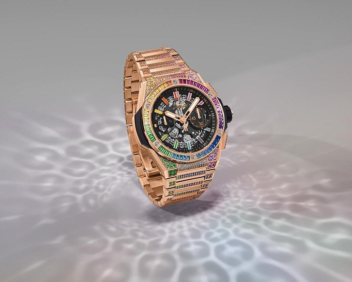 Hublot Big Bang Chronograph 18K King Gold & Colored Gemstones Man's Watch