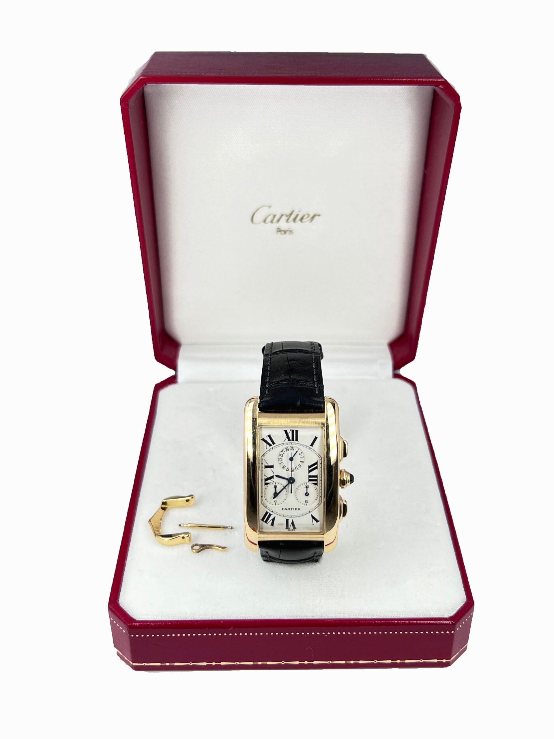 Cartier Tank Louis 18k Yellow Gold Deployant Buckle Mens Watch