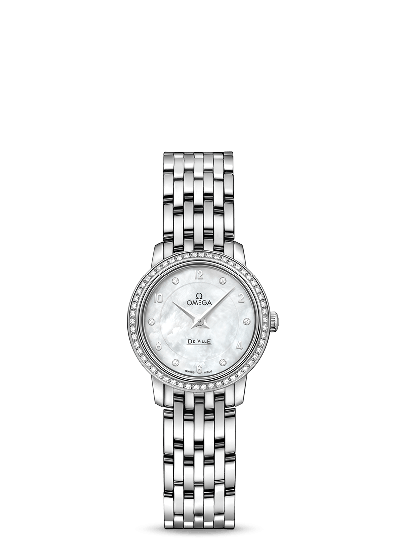Omega De Ville Prestige Quartz 18K White Gold & Diamonds Lady's Watch