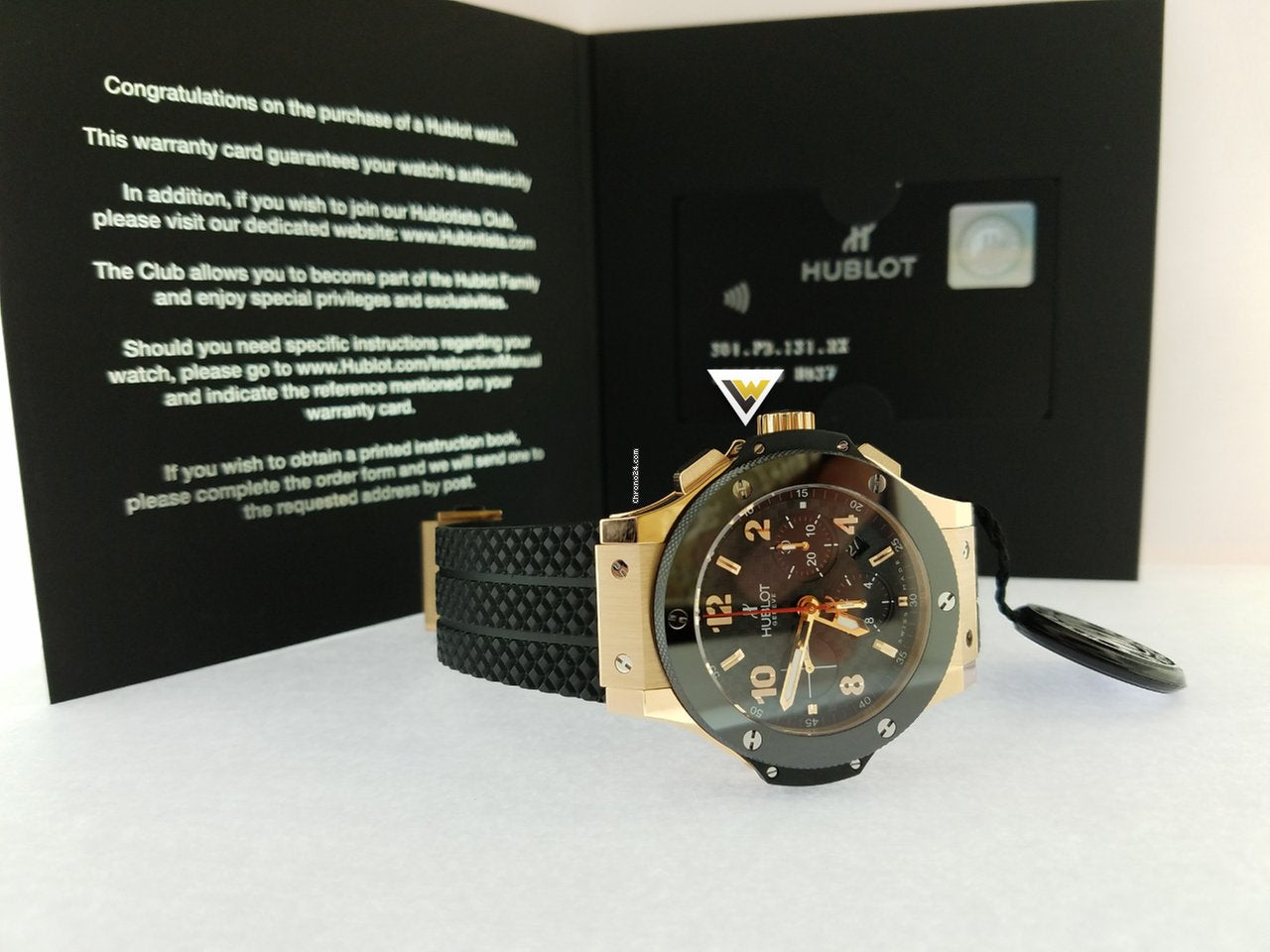 Hublot Big Bang Rose Gold Ceramic Rubber Chronograph Automatic Men's Watch, 341.PB.131.RX