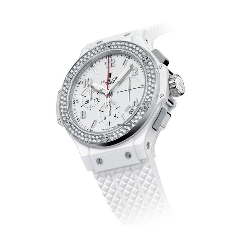 Hublot Big Bang 41mm Steel Diamonds Rubber White Ladies Watch