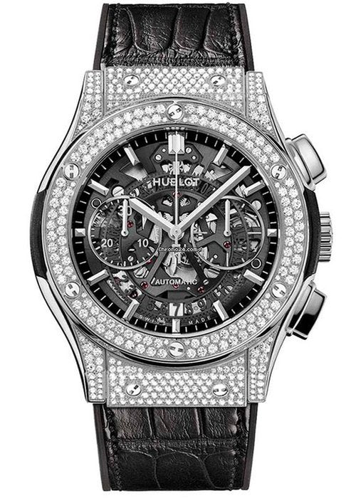 Hublot Classic Fusion Aero Titanium Diamonds Pave Men`s Watch
