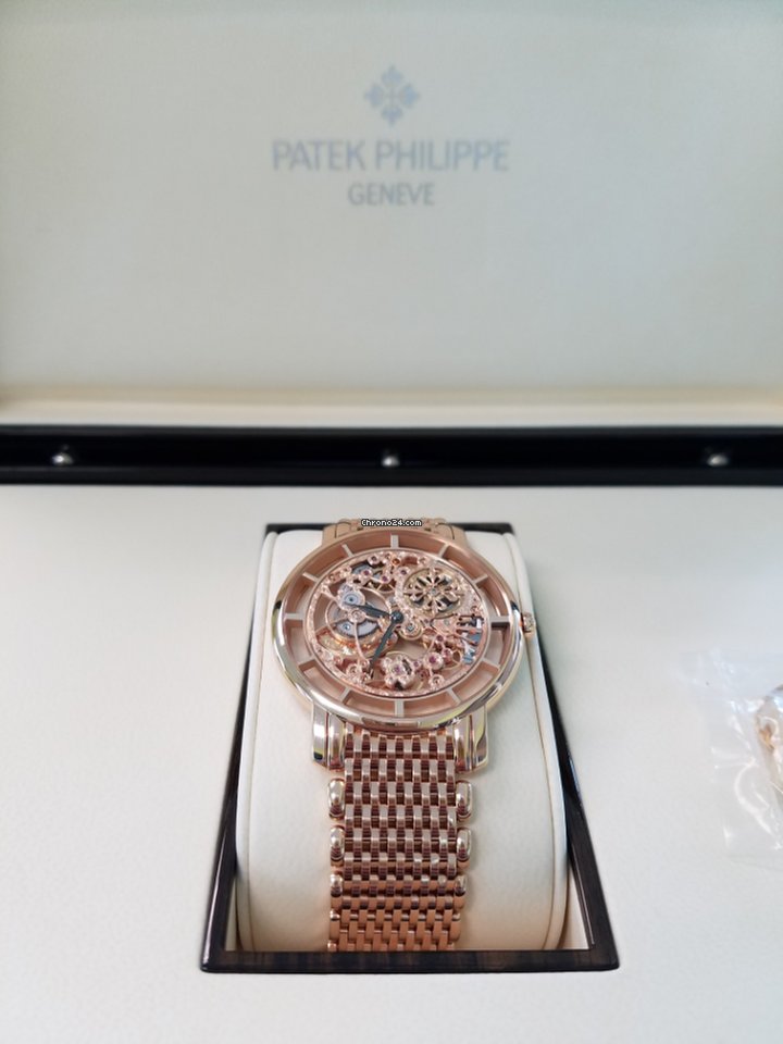 Patek Philippe Complications Skeletonized Ultra Thin 39mm Rose Gold Men's Watch with Bracelet