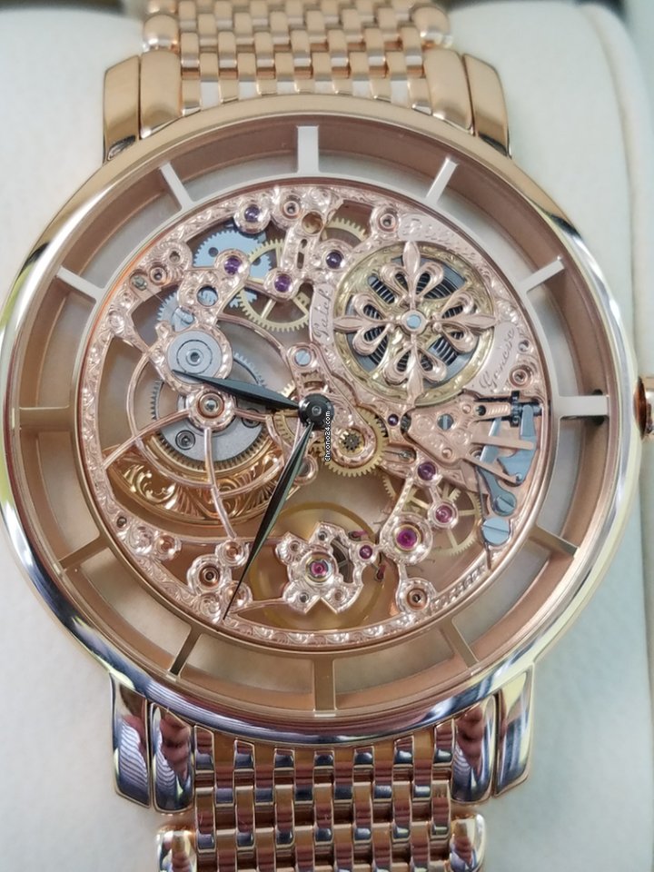 Hazaar Watch Men's Patek Phillip Skeleton Transparent Automatic Chronograph  Watch (Beige Dial, Rosegold Strap) : : Fashion