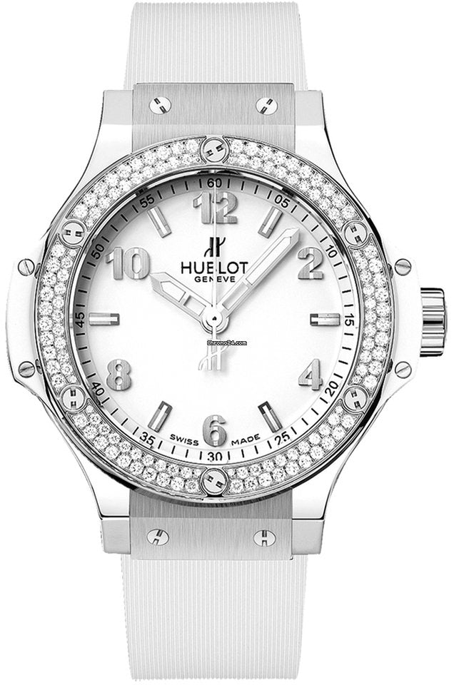 Hublot Big Bang Stainless Steel Rubber Diamonds Quartz Ladies Watch