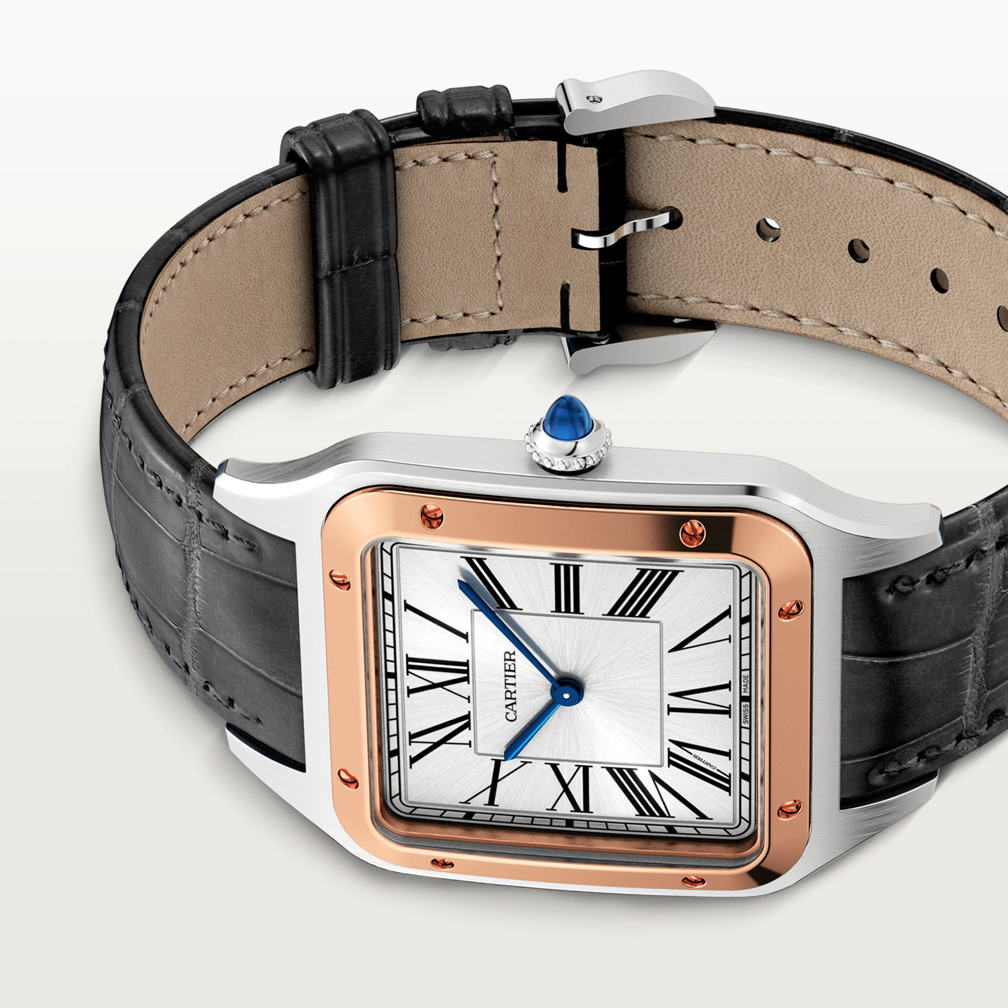 Cartier Santos Stainless Steel & 18K Rose Gold Men's Watch