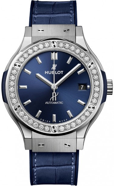 Hublot Classic Fusion Blue Titanium & Diamonds Lady's Watch