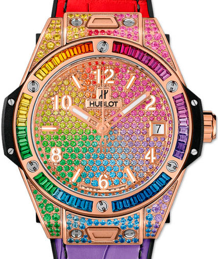Hublot Unico Big Bang One Click Rainbow 18K King Gold &  Colored Gemstones Unisex Watch