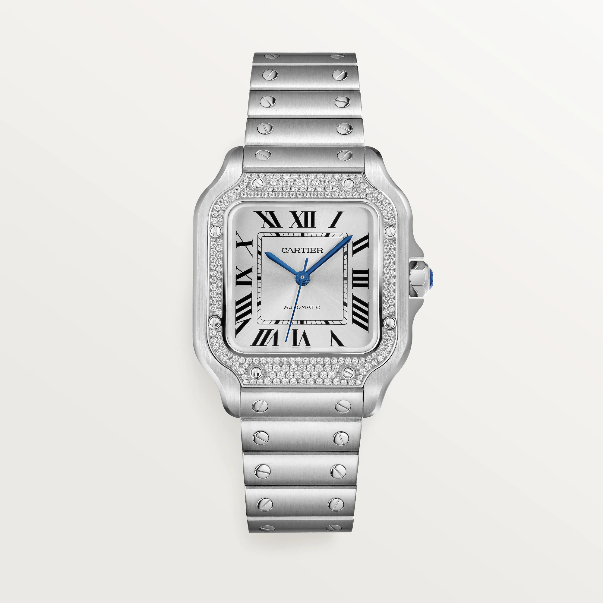 Cartier Santos Stainless Steel & Diamonds Unisex Watch
