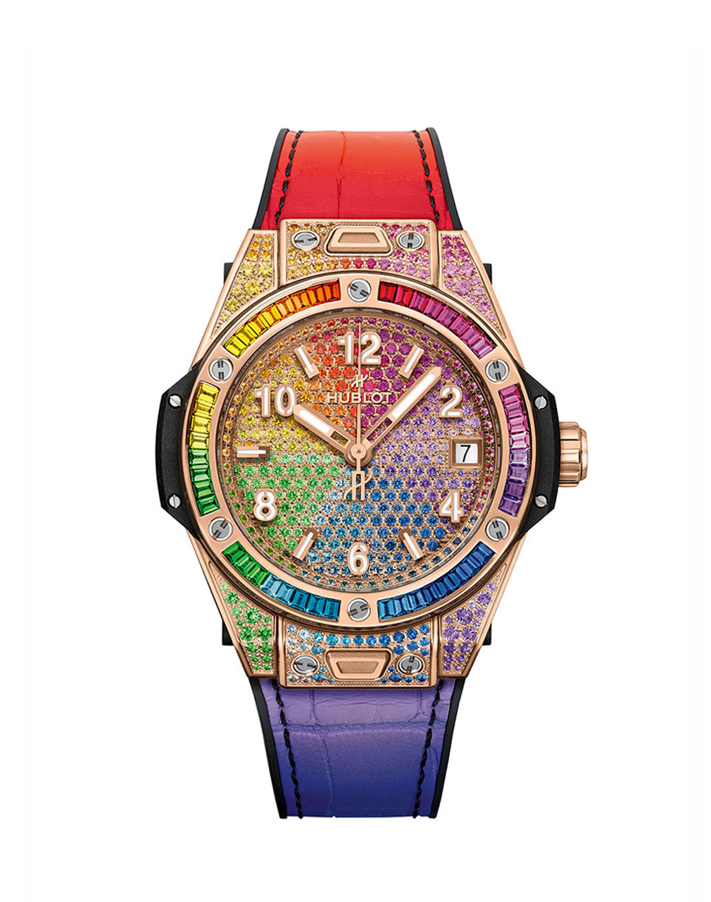 Hublot Unico Big Bang One Click Rainbow 18K King Gold &  Colored Gemstones Unisex Watch