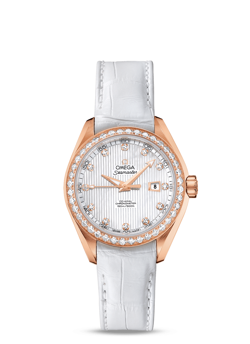 Omega Seamaster Aqua Terra Co-Axial Chronometer 18K Red Gold & Diamonds Lady's Watch