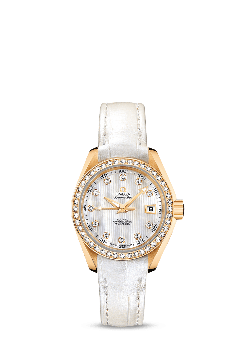 Omega Seamaster Aqua Terra Co-Axial Chronometer 18K Yellow Gold & Diamonds Lady's Watch