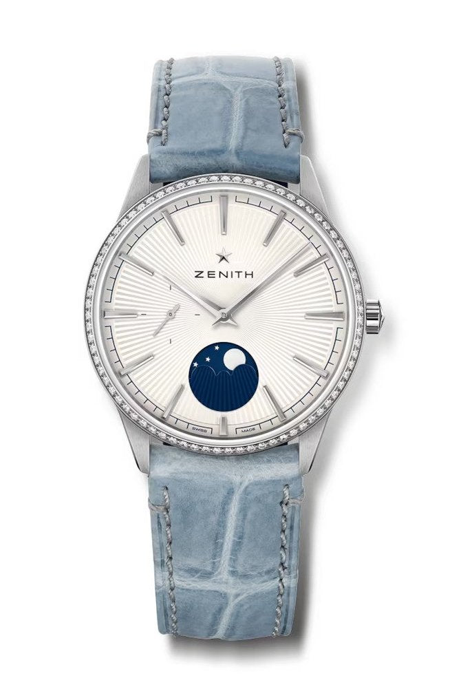 Zenith Elite Moonphase Stainless Steel & Diamonds Ladies Watch