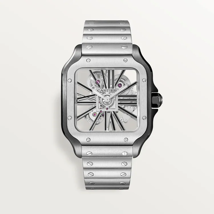 Cartier Santos Stainless Steel Skeleton Men's Watch