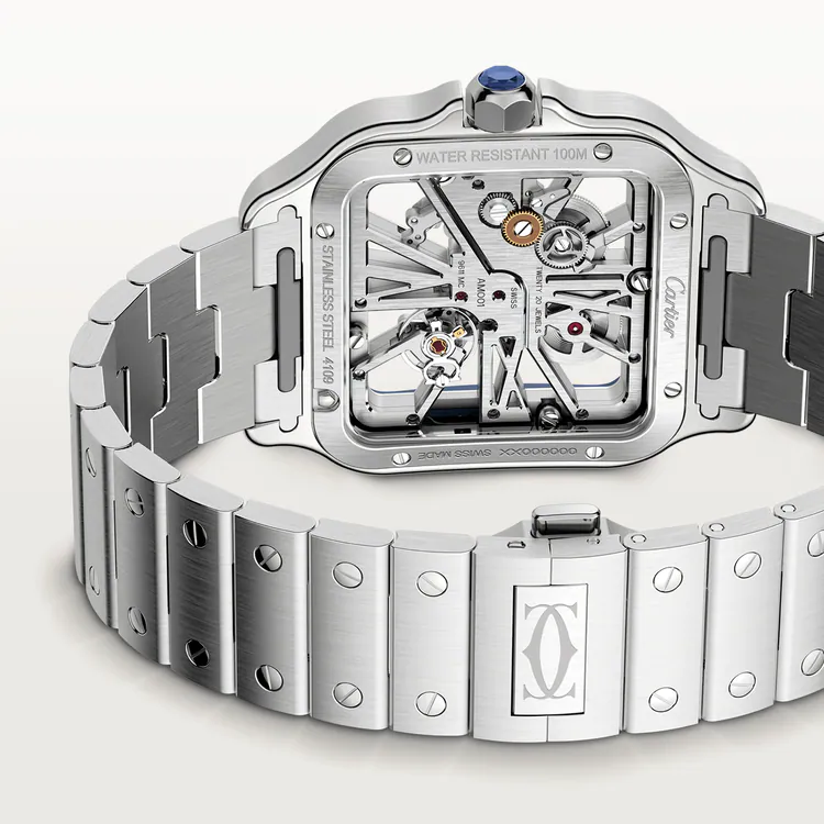 Cartier Santos Stainless Steel Skeleton Men's Watch | Worldofluxuryus