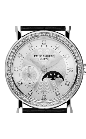 Patek Philippe Complicated Moonphase 18K White Gold Diamonds Ladies Watch