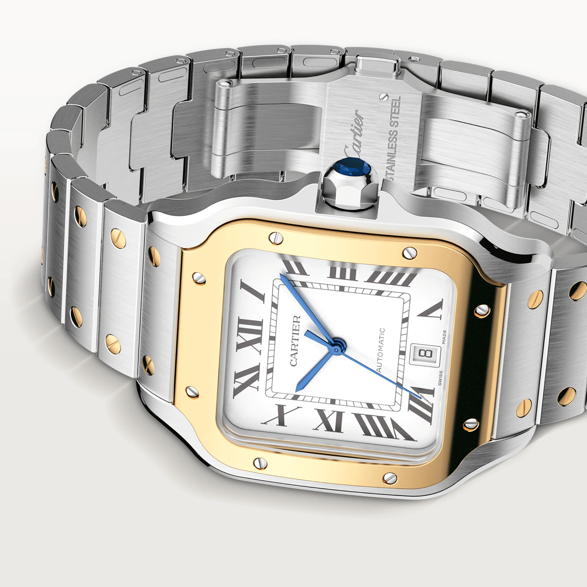 Cartier Santos Stainless Steel & 18K Yellow Gold Men's Watch