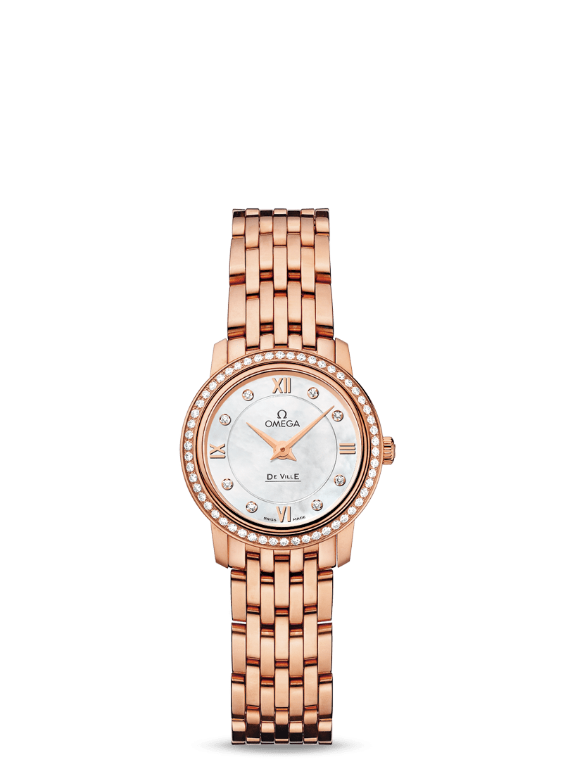Omega De Ville Prestige Quartz 18K Red Gold & Diamonds Lady's Watch